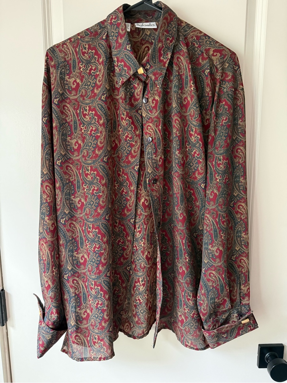 Vintage Rafaella Red Paisley Button-Front Shirt